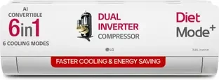 LG 2025 Model AI Convertible 6-in-1 1.5 Ton 3 Star Split AI Dual Inverter with Faster Cooling and Energy Saving, VIRAAT Mode and Diet Mode Plus AC - White  (US-Q18JNXE, Copper Condenser)
