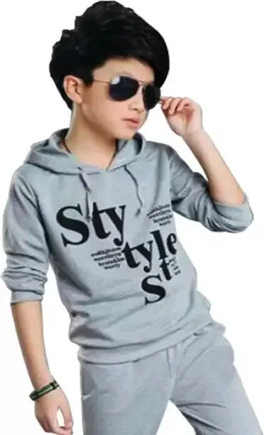 Baby Boys & Baby Girls Typography, Printed Cotton Blend Regular T Shirt  (Grey, Pack of 1)