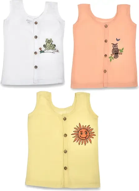 Vest For Baby Boys & Baby Girls Pure Cotton  (Multicolor, Pack of 3)